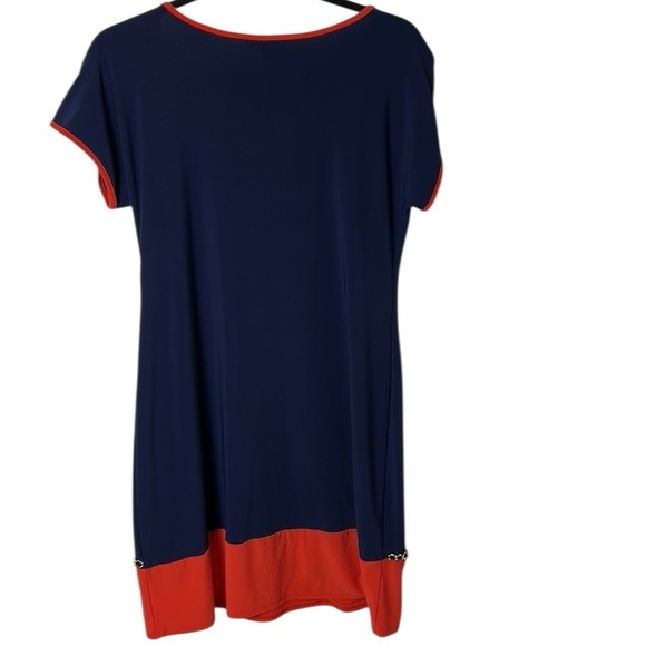 DRESS sz 12, colorblock ,gold colored chain detail , heavy ,fitted,MSK,Macy’s - Picture 5 of 13